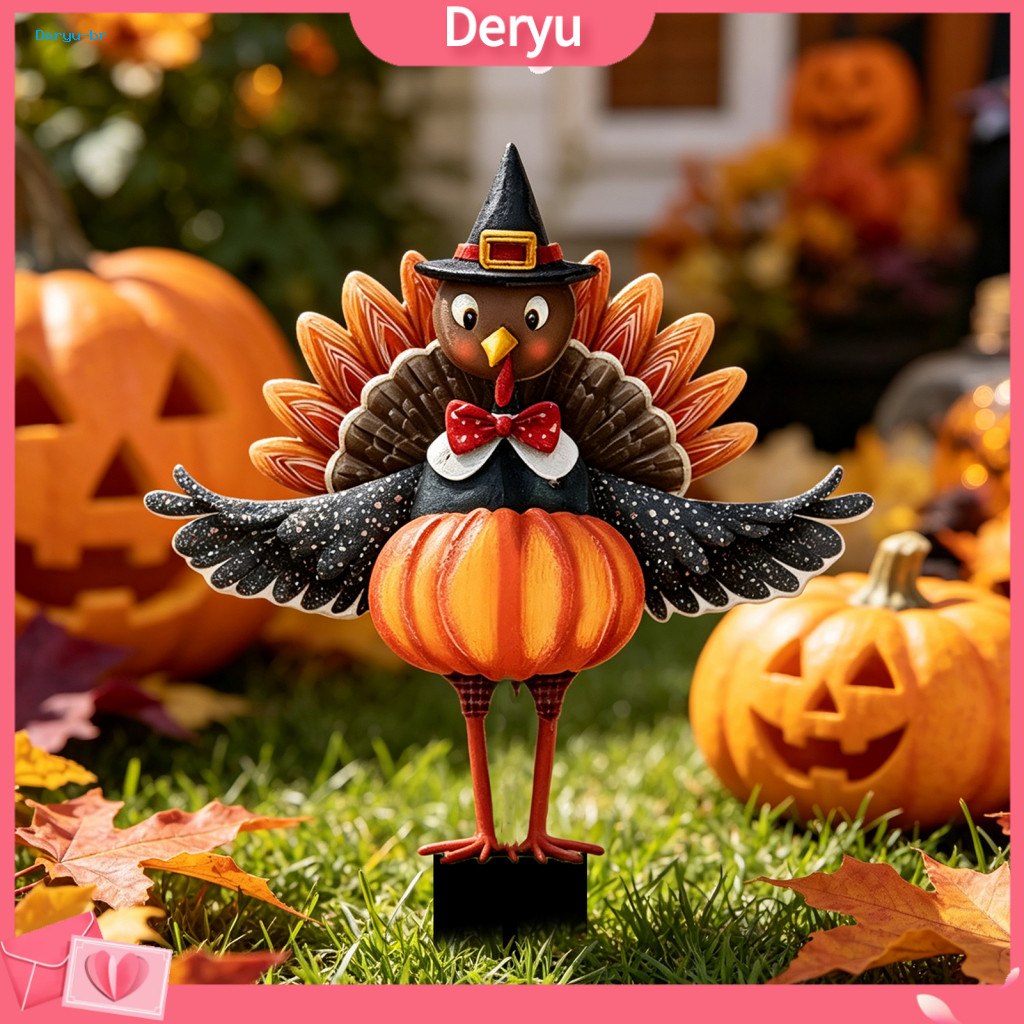 Thanksgiving Garden Stakes Acrylic Pumpkin Decor Turkey Stake Waterproof Hat with Lawn Ornament Outdoor Autumn for Yard
