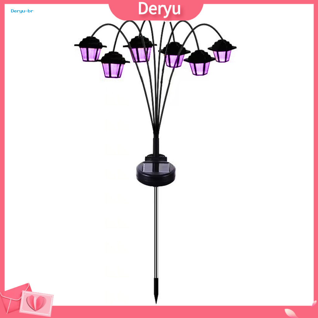 Solar Garden Lights Yard Patio Pathway Decor Outdoor Waterproof 6-head Stake Light Auto On/off Landscape Lamp for Lawn B