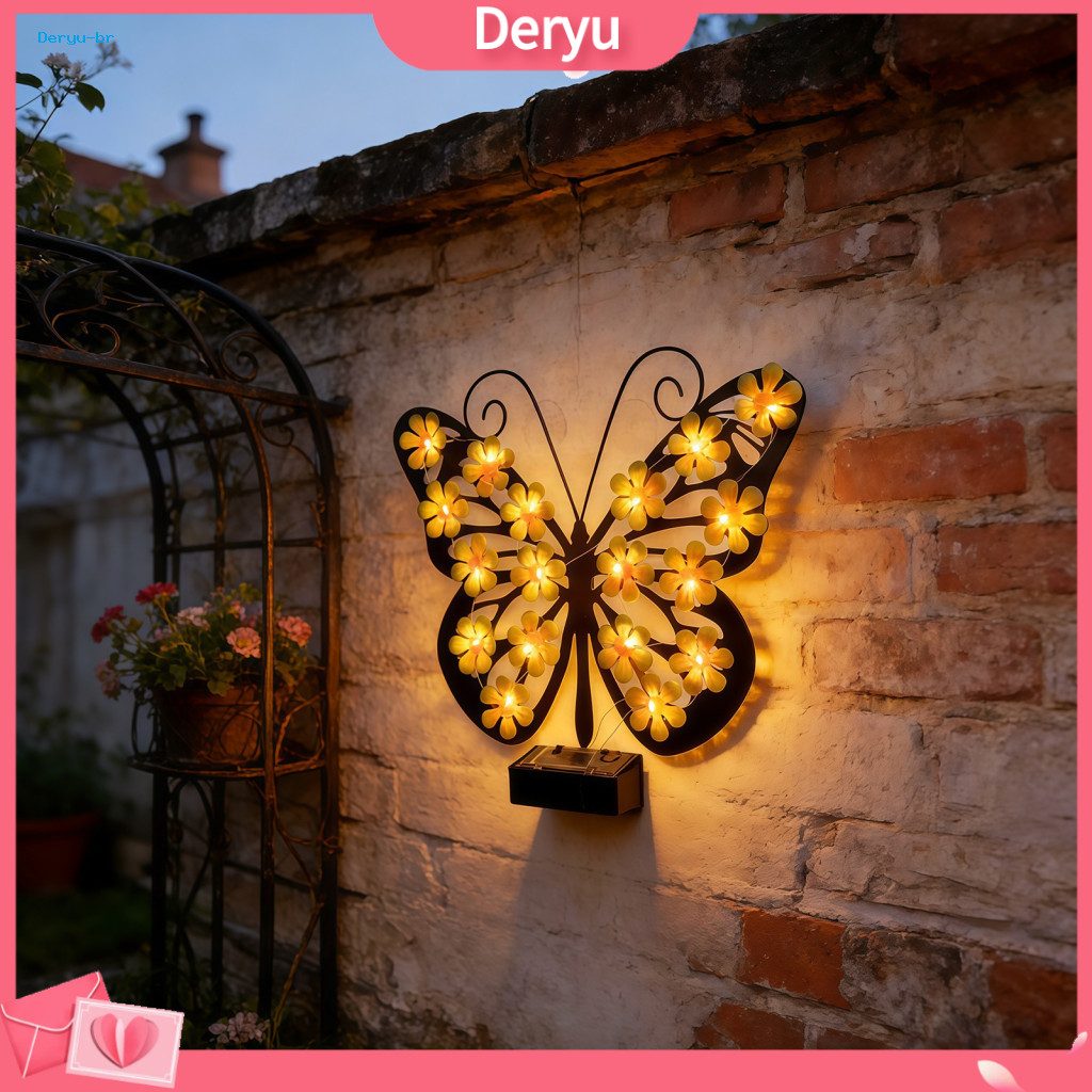 Weatherproof Butterfly Porch Decor 2pcs Solar Wall Lights Outdoor Waterproof Metal Ip65 Garden Fence Hanging Art for Pat