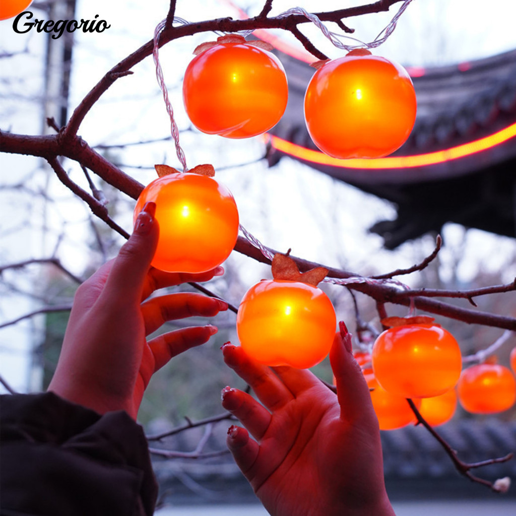 Soft Glow String Lights Waterproof Battery Operated Persimmon – Outdoor Artificial Fruit Led Decor for Garden Christma
