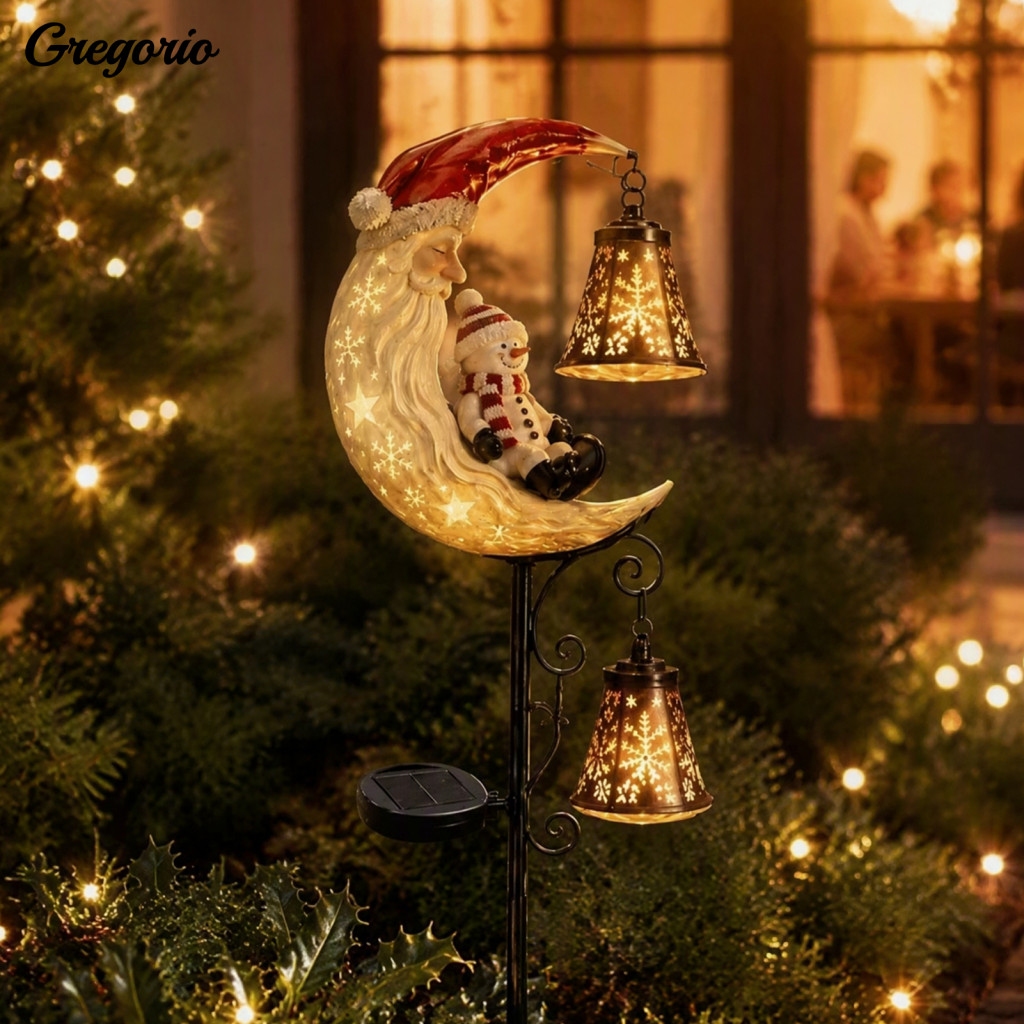 Solar Ground Stake Lights Outdoor Metal Path Powered Waterproof Garden Light – Lawn Pathway Decor Durable Snowman/ghos