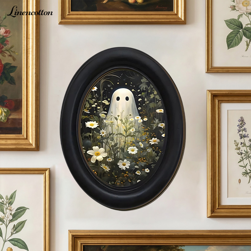 Halloween Wall Decor Niche Room Wooden Hanging Plaque Vintage Black Cat Ghost Sign Waterproof Double-sided for Entryway
