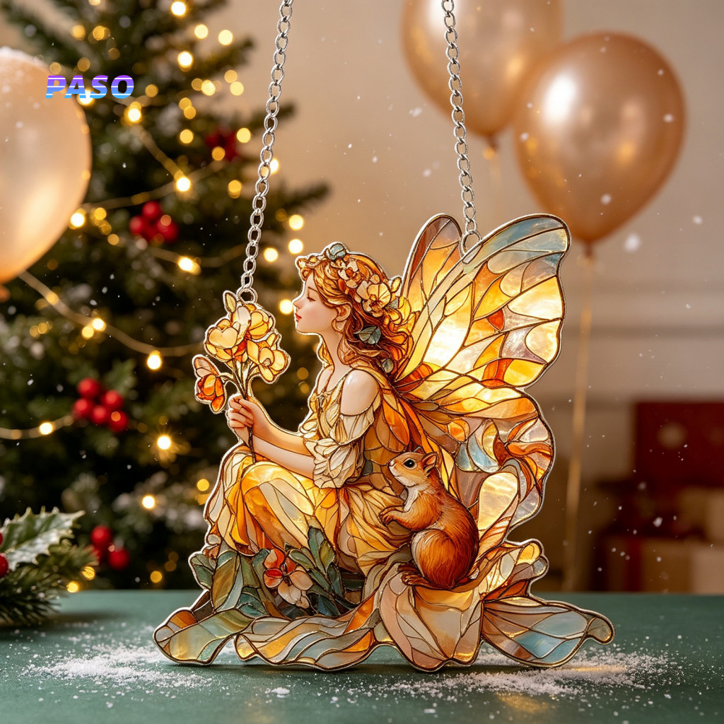 Waterproof Festive Party Favors Acrylic Holiday Hanging Decor Fairy Gnome Christmas Suncatcher – 2d Elf Dwarf Window S