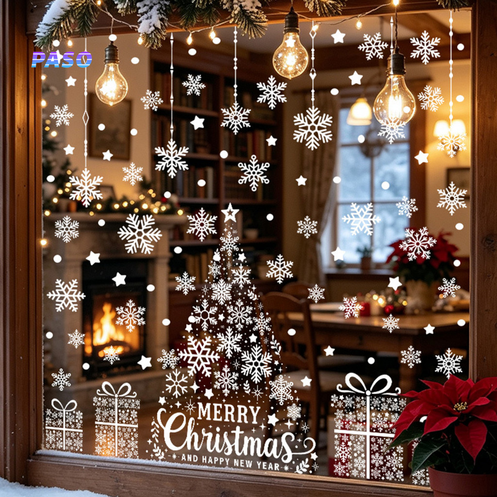 Removable Pvc Art Decor Window Decals for Glass 4pcs Winter Snowflake Stickers Waterproof Christmas for Home Store Decor