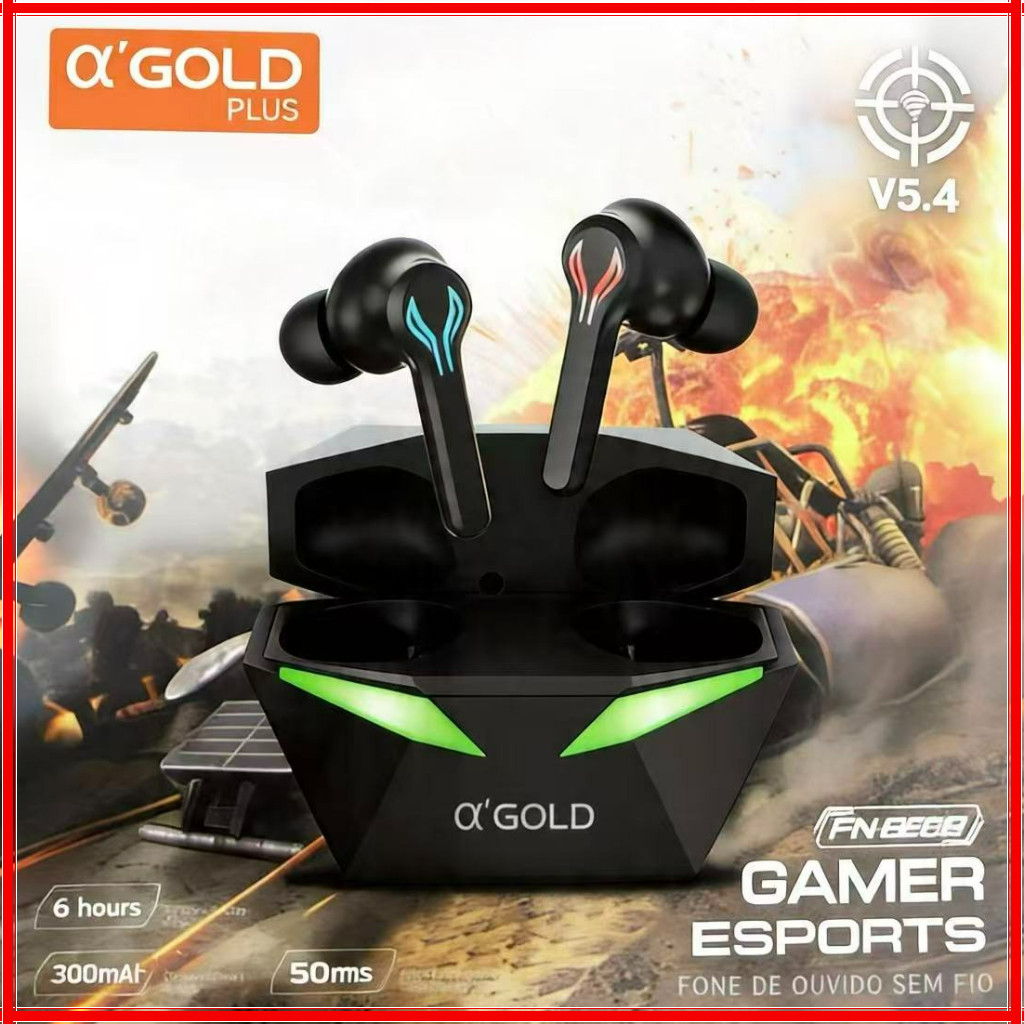 Fone de Ouvido Sem fio Gamer Bluetooth 5.3 com Microphone e Luz LED Redução de Ruído original H'maston  RS-30 B25B