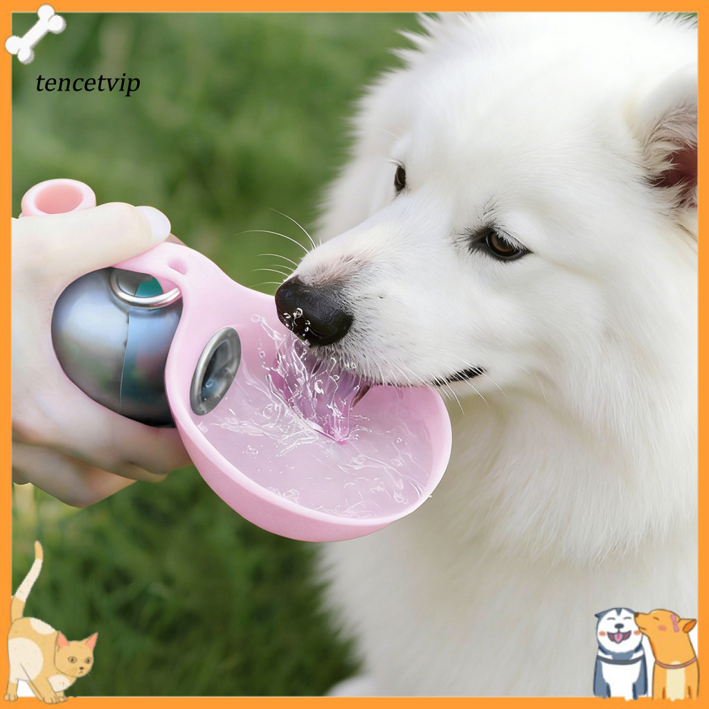 Portable Pet Water Dispenser Container Leak-proof Dog Bottle with Foldable Silicone Bowl – Stainless Steel for Travel