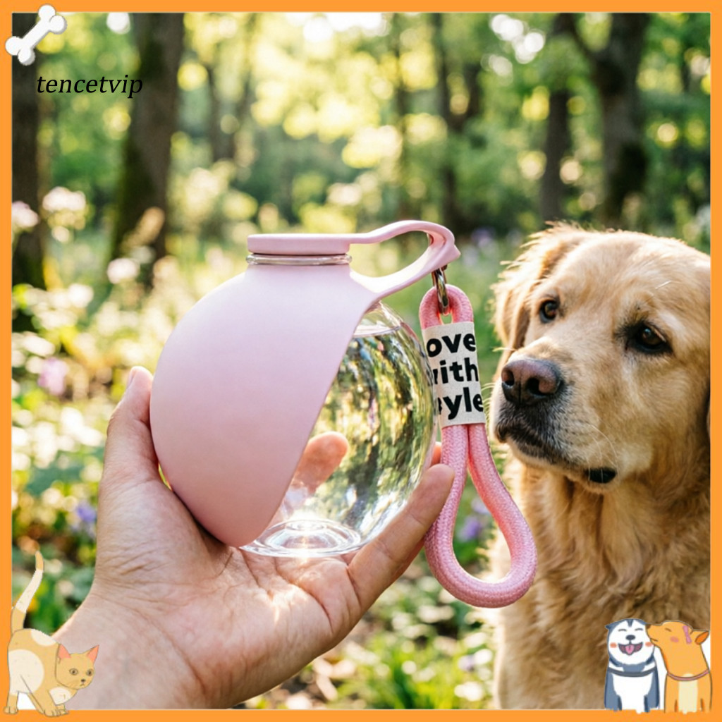 Ergonomic Pet Water Bottle Leak-proof Portable Dog with Foldable Silicone Bowl 10oz – Lightweight Dispenser for Travel