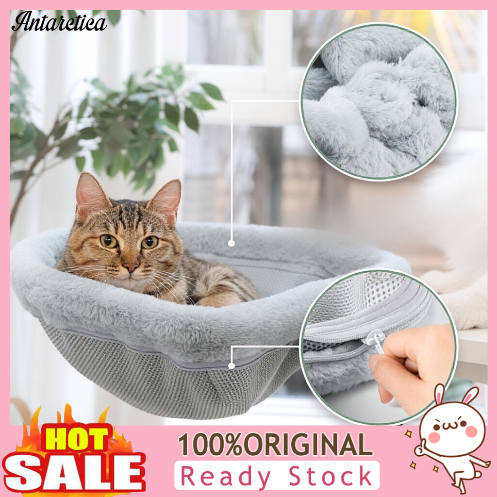 Soft Cat Nest Desk Side Bed with C-clamp – Foldable Plush Hammock for Indoor Cats Heavy Duty Table Pet Perch Washable