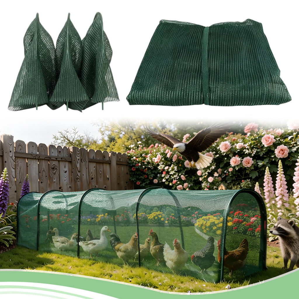 Foldable Chicken Tunnel Portable Poultry Run Instant Setup Predator-proof Outdoor Yard Coop Safe Enclosure Easy Carry Ba