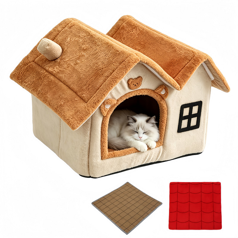 Cama Igloo Impermeável para Cães e Gatos Cat/Dog Bed Removable Washable Foldable Pets Sleeping Kennel Indoor Nest House
