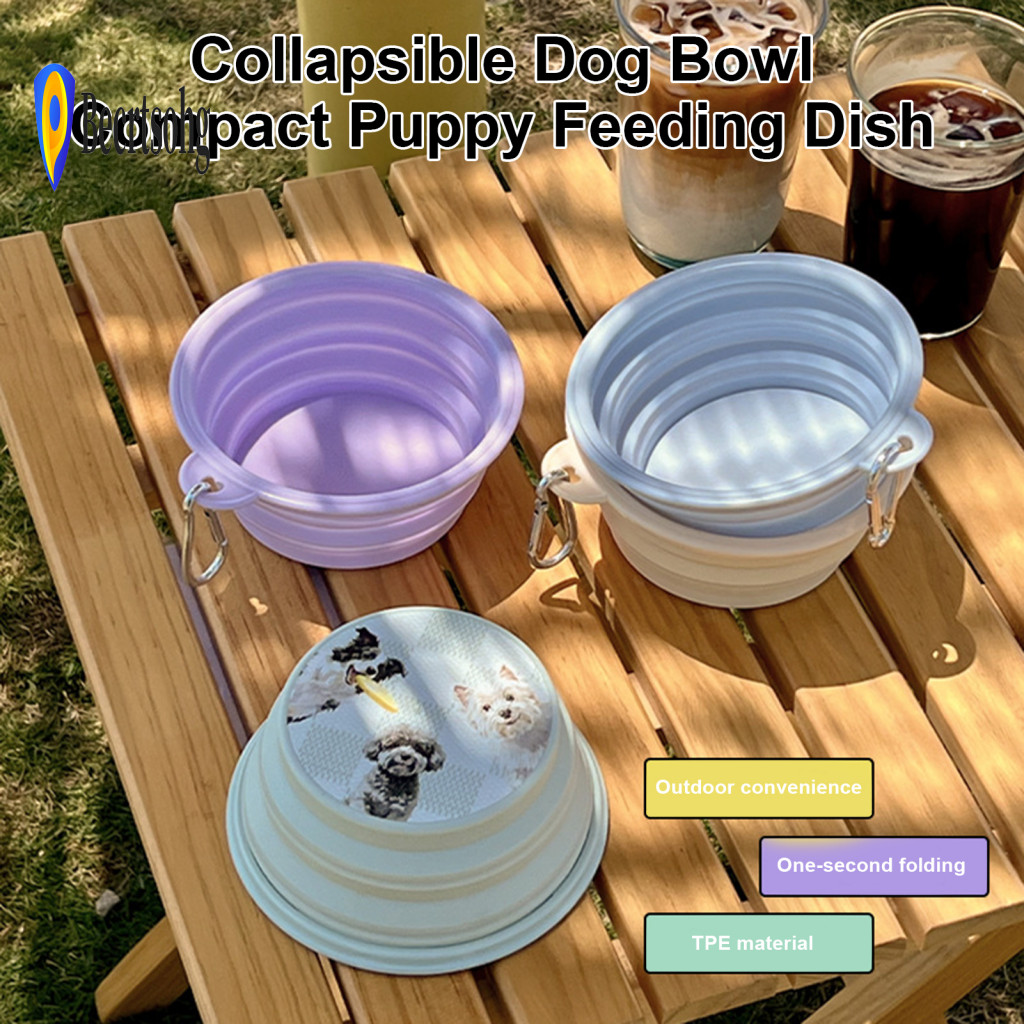 Compact Puppy Feeding Dish Portable Collapsible Dog Bowl 12oz – Foldable Cat Water Food with Carabiner Travel Pet for