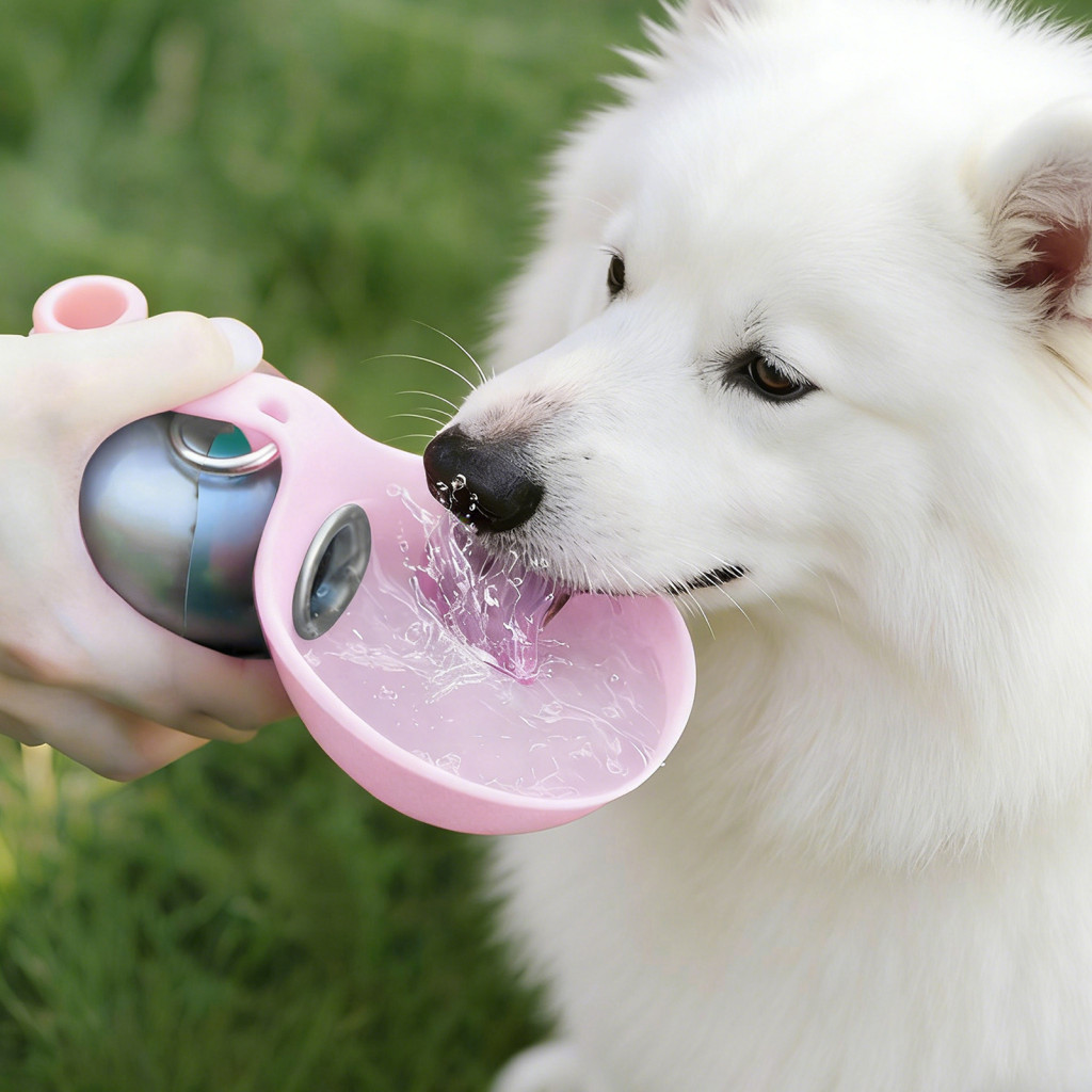 Portable Leak-proof Dog Water Bottle with Foldable Silicone Bowl – Stainless Steel Pet Dispenser for Travel Outdoor Wa