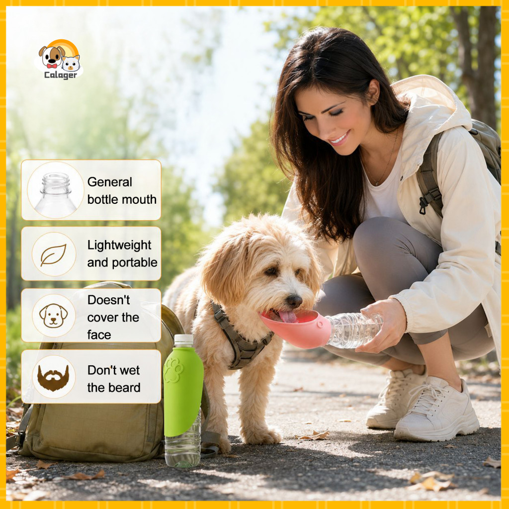 Leak-proof Dog Water Feeder Outdoor Dispenser Portable Silicone Foldable Pet Bottle Adapter Drinking Cup for Standard fo