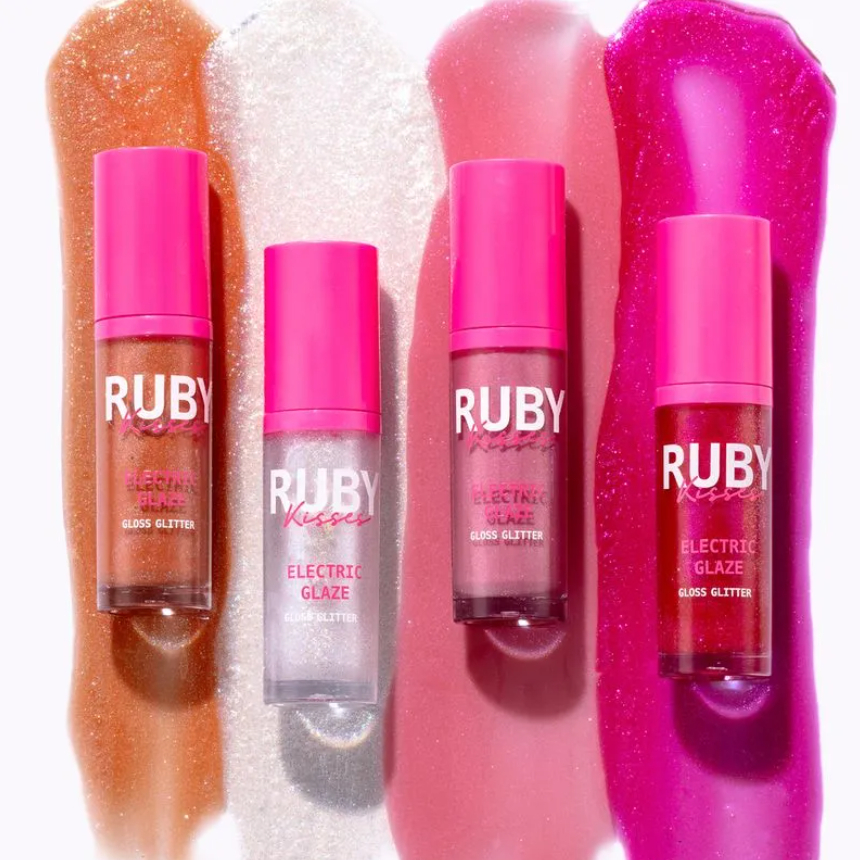 Gloss Labial Glitter Electric Glaze Ruby Kisses Cores