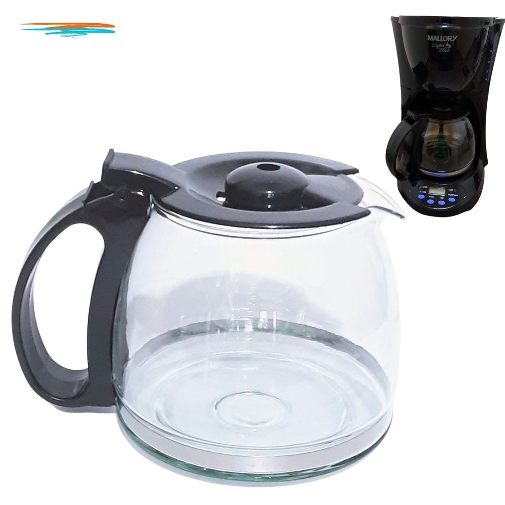 Copo Jarra de Cafeteira Mallory Digital Black Vidro Forte