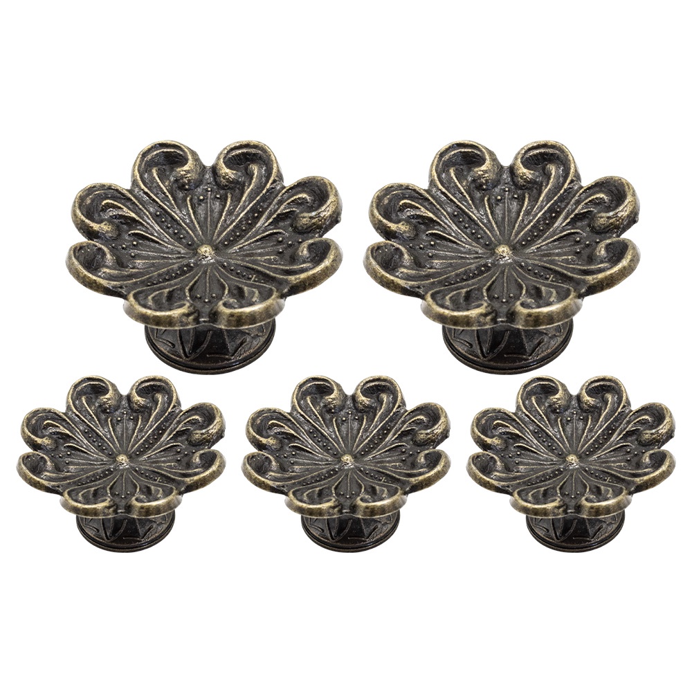 Puxador Colonial Mini Flor Artesanato Bau Decoração 5 Peças