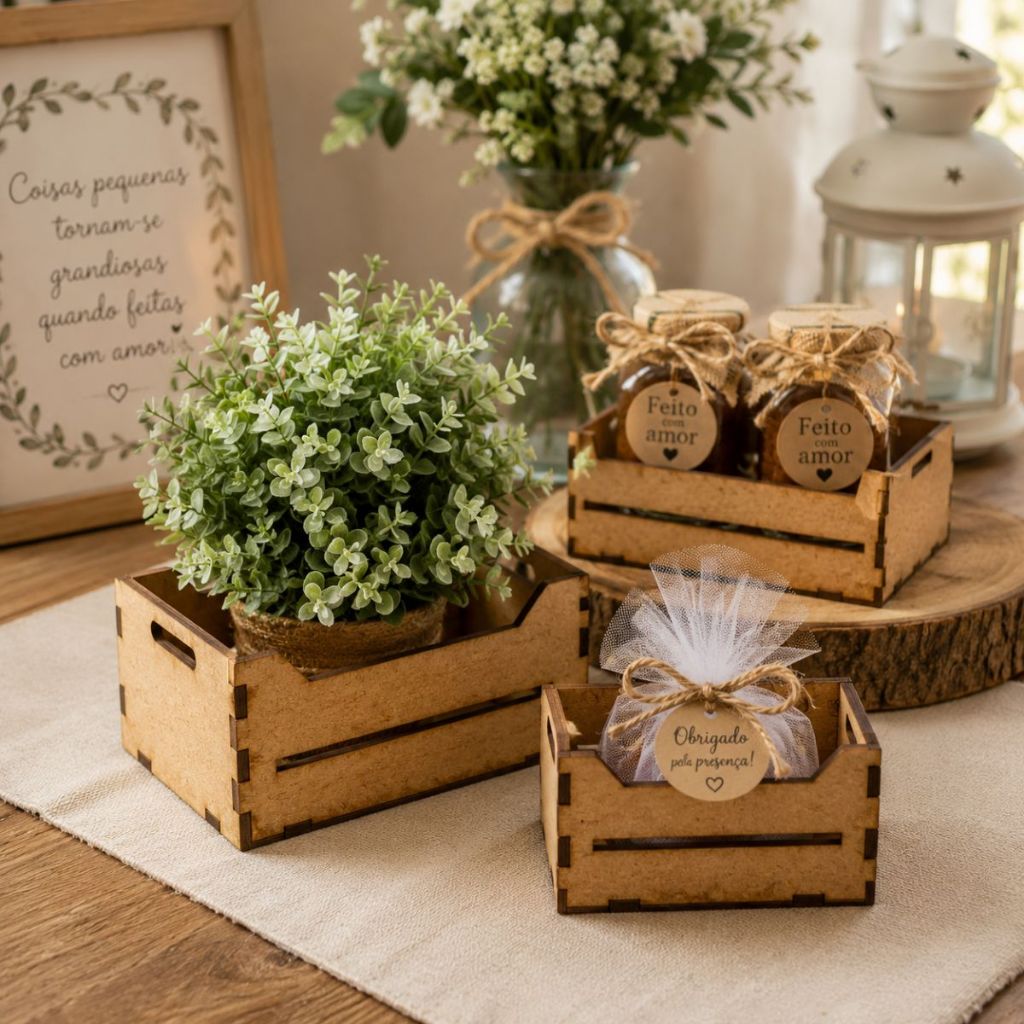 Kit de Mini Caixote MDF Cru Para Decorações e Lembrancinhas