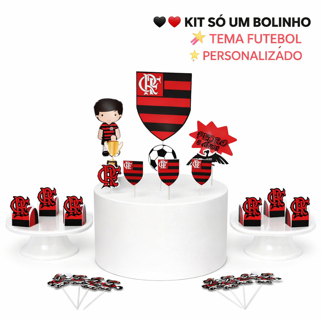 ENVIO RÁPIDO KIT SO UM BOLINHO DO FLAMENGO FESTA PRÁTICA E FÁCIL TOPO DE BOLO DO FLAMENGO E FORMINHAS DO FLA FESTA