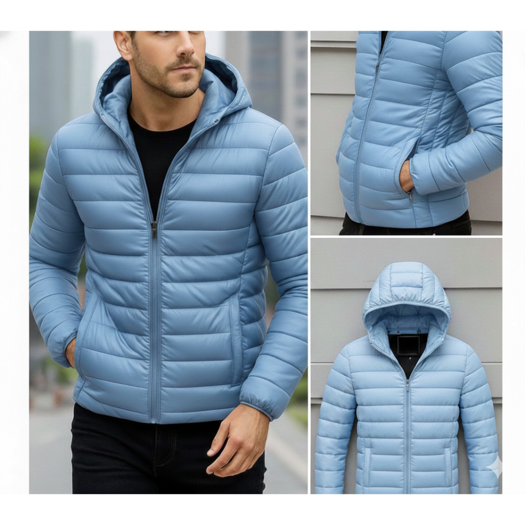 Jaqueta Puffer Masculina Bobojaco Bomber Blusa de Frio Inverno Neve Com Touca Removível ENVIO FAST