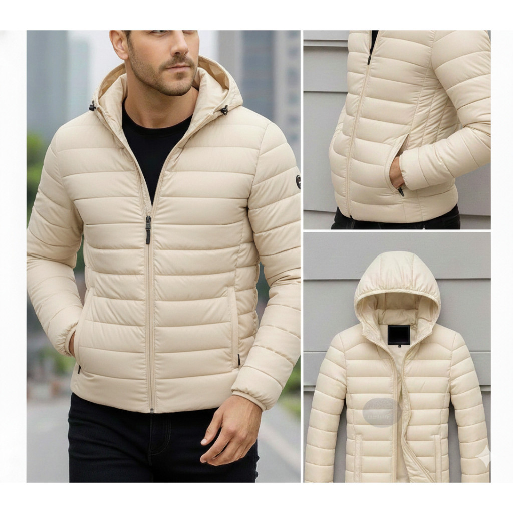 Jaqueta Puffer Masculina Bobojaco Bomber Blusa de Frio Inverno Neve Com Touca Removível ENVIO FAST