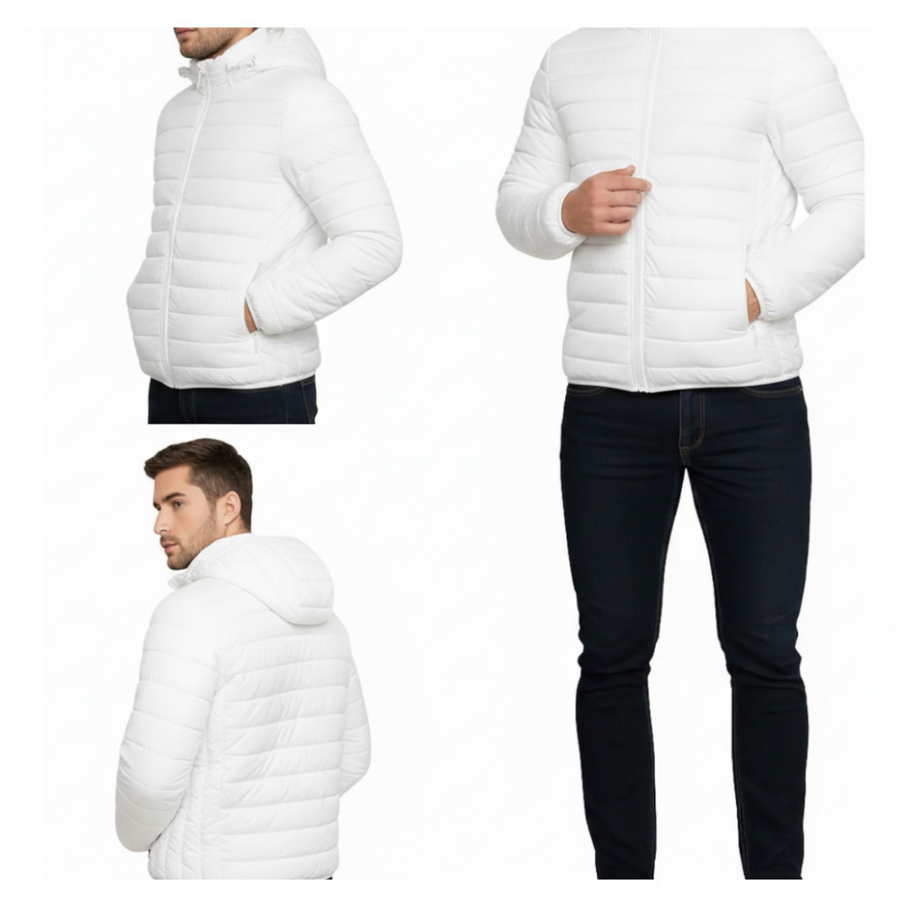Jaqueta Bobojaco Impermeável Nylon Puffer Masculino com Bolsos e Capuz ENVIO FAST