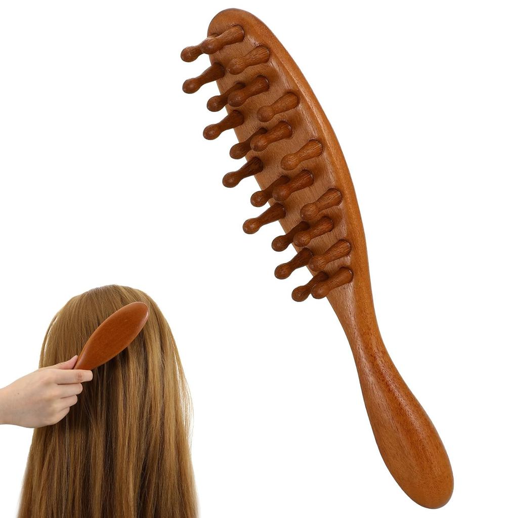 Natural Sandalwood Locs Brush, Ergonomic Dreadlock Detangling Hairbrush with Natural Bristles for Twists & Loc Maintenan