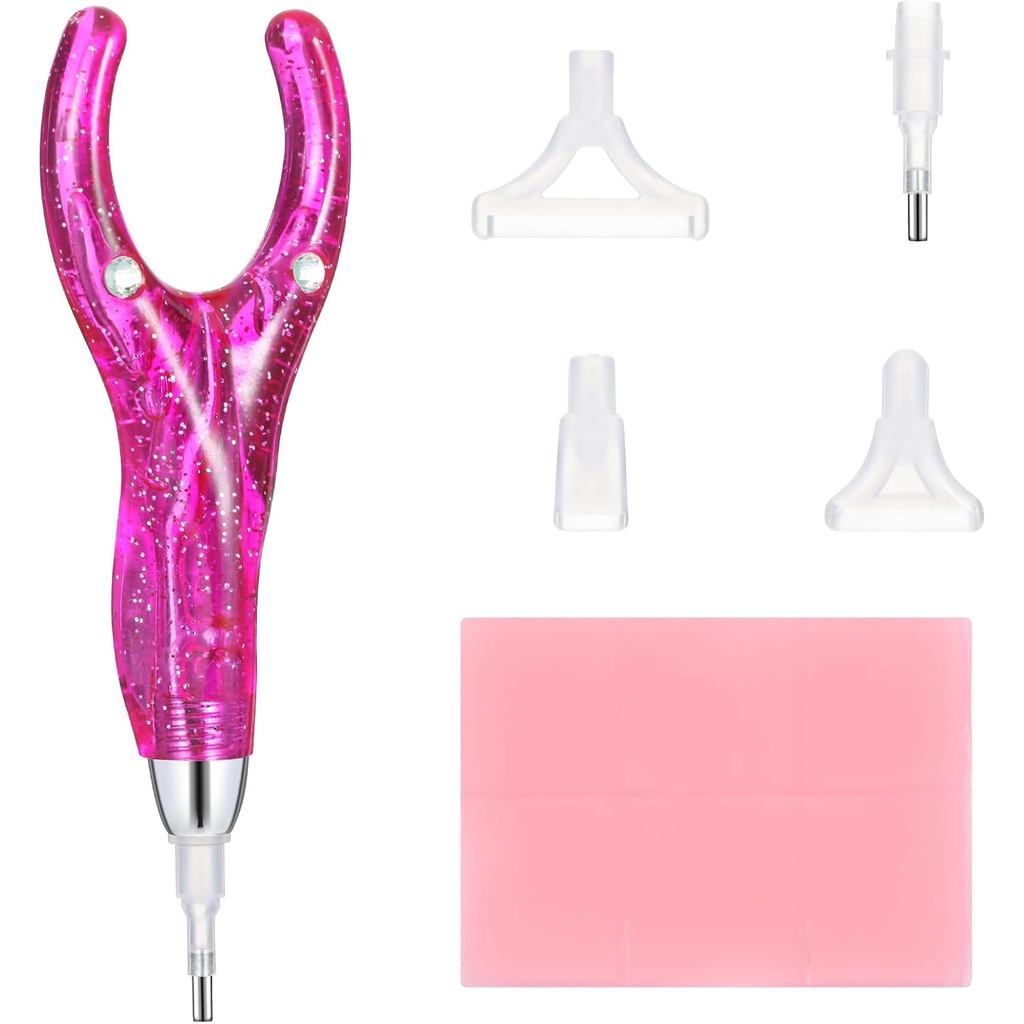Aeaocvo Diamond Art Pen Kit with 4 Metal Tips, Ergonomic Diamond Drill Pen for Adults for Nail Art Decoration
