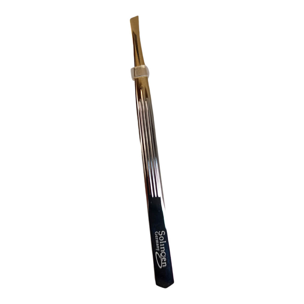 1 Pinça Designer Sobrancelha Solingen Chanfrada Ergonomic Gold Premium