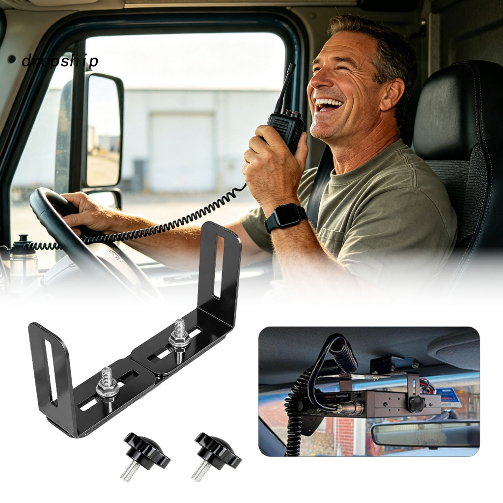 Adjustable Ham Radio Stand Vehicle Equipment Mount for Scanners Universal Cb Bracket 6-10 Inch Heavy Duty Metal Slide Ho