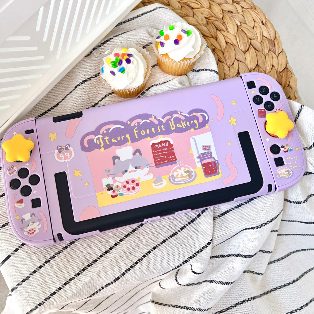 Star Crossing Cat Cake Car Nintendo switch2 Capa protetora adequada fofa roxa NS2 capa dura menina