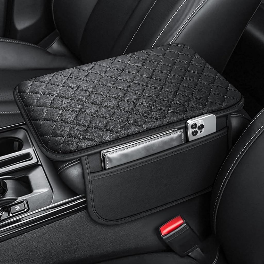 Center Console Cover, Waterproof Center Pad with 2 Storage Pockets, Universal Middle Console Cover, Car Interior Accesso