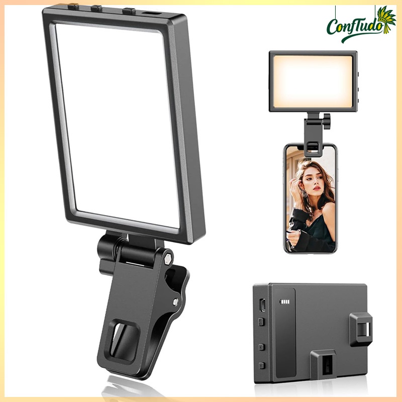 80 LEDs, luz portátil recarregável de 2000mAh, luz de iluminação auxiliar com 3 modos para selfies, luz para celular