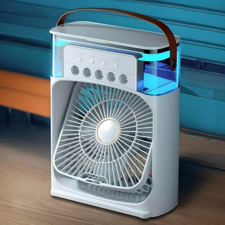 Mini Ventilador De Mesa Ar Condicionado Doméstico Pequeno Refrigerador LED Night Light Portátil Umidificador Colorido