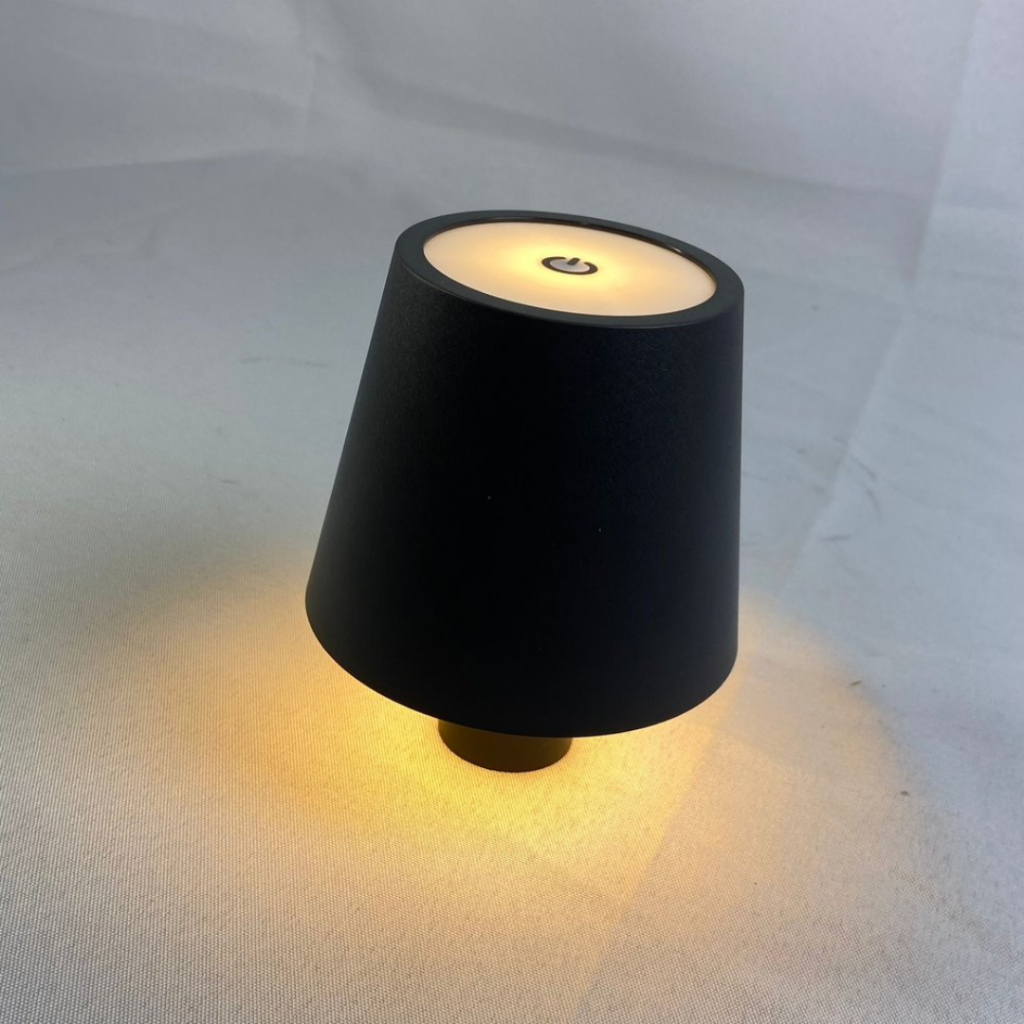 Luminária Abajur LED Portátil para Garrafa – Design Elegante Preto e Branco, Luz Quente
