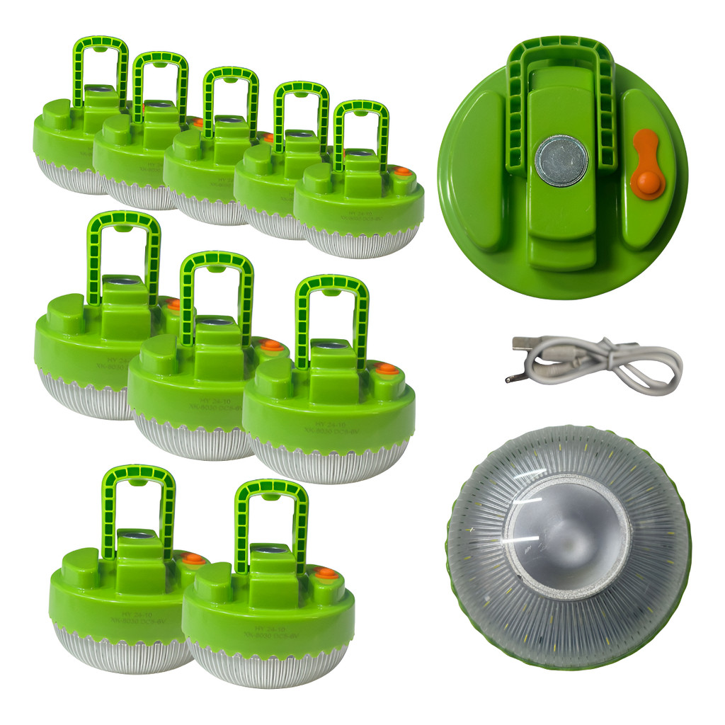 Kit 10 Lâmpada Emergência Led 38w Recaregável Usb Portátil