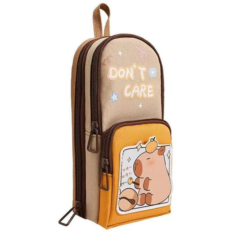 2Cute Capybara Cartoon Portable Backpack-style Pencil Case，Sufficient capacity，Suitable for both boys and girls。