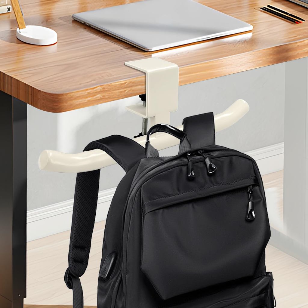 Desktop Backpack Hook - Durable and portable under-desk hook, space-saving backpack storage rack, suitable for offices/c