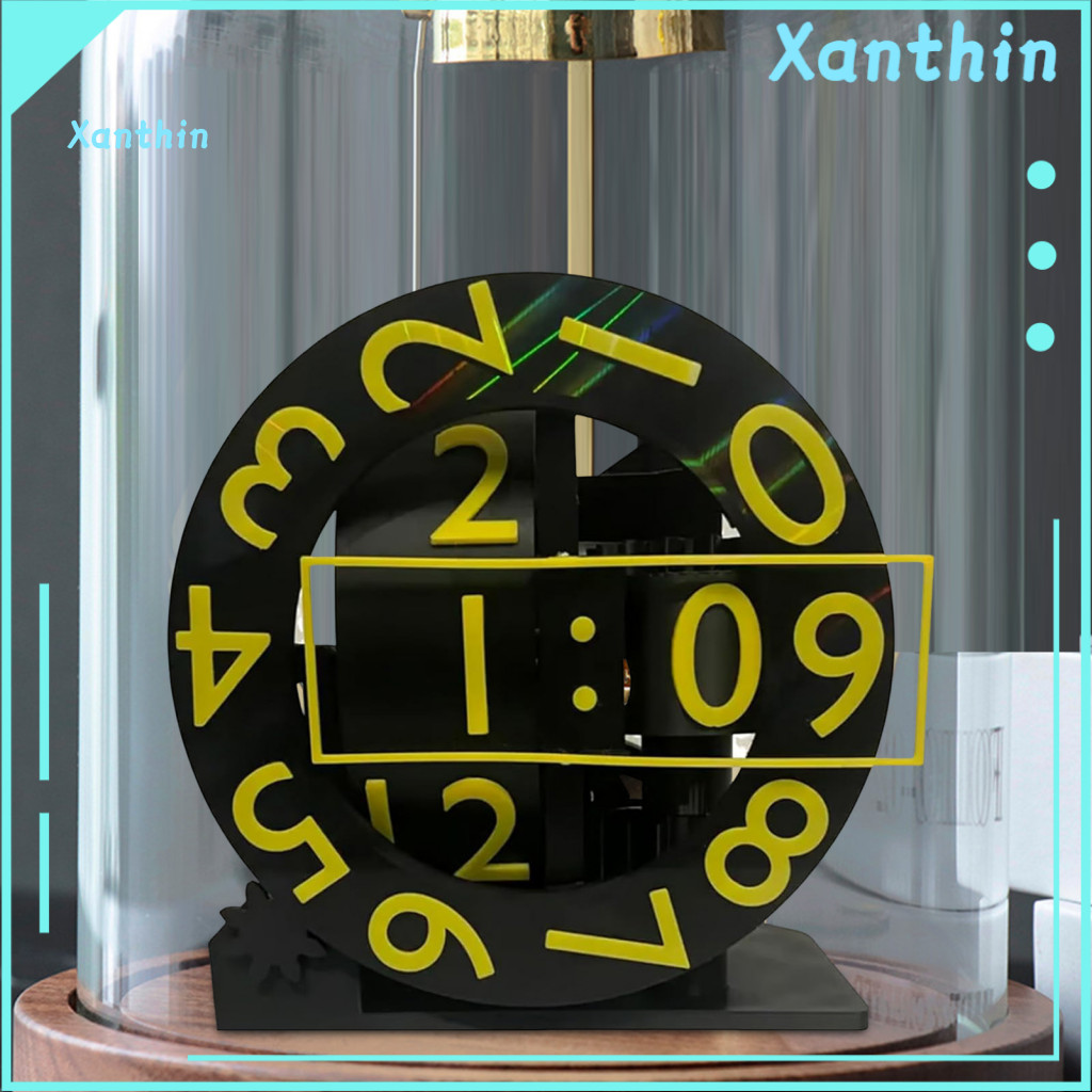 3d Printed Triaxial Clock Decor Rotating Numeric Digital – Modern Desktop Decoration for Home Office Room for Design