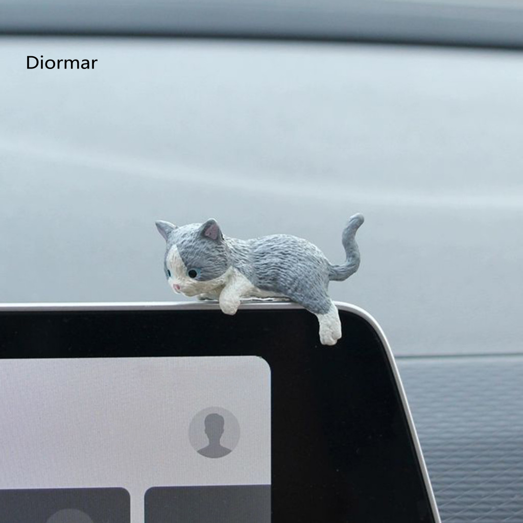 Cat Car Ornament Mini Desk Figurines Cute Sleeping Kitten Dashboard Decor – Adorable Pvc for Windshield Console Safe a