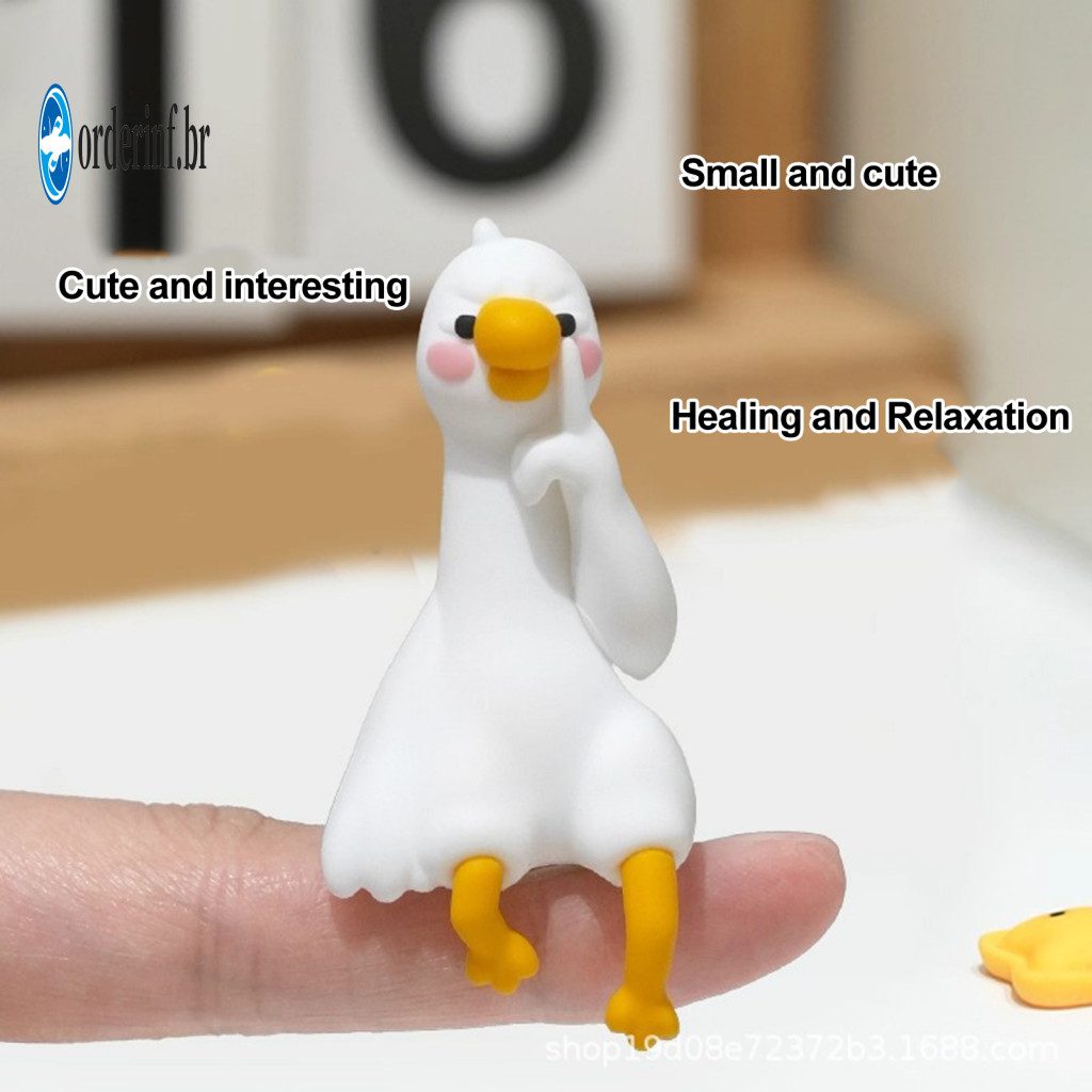 Cartoon Duck Monitor Accessory Ornament for Computer 3d Resin Mini Figurine Cute Collectible Gift for Friends Car Dashbo