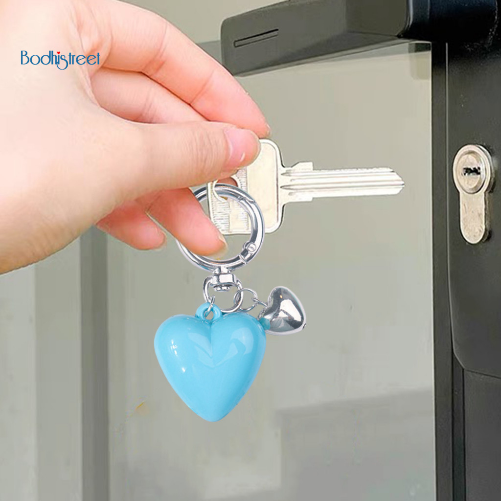 Smooth Open Keyring Metal Heart Keychain Pendant with Spring Buckle Mini Glossy Resin Charm for Bags Car Accessories –