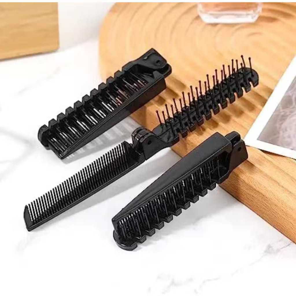 Escova Pente Dobrável Preto | Compacta Portátil | Cabelo e Barba