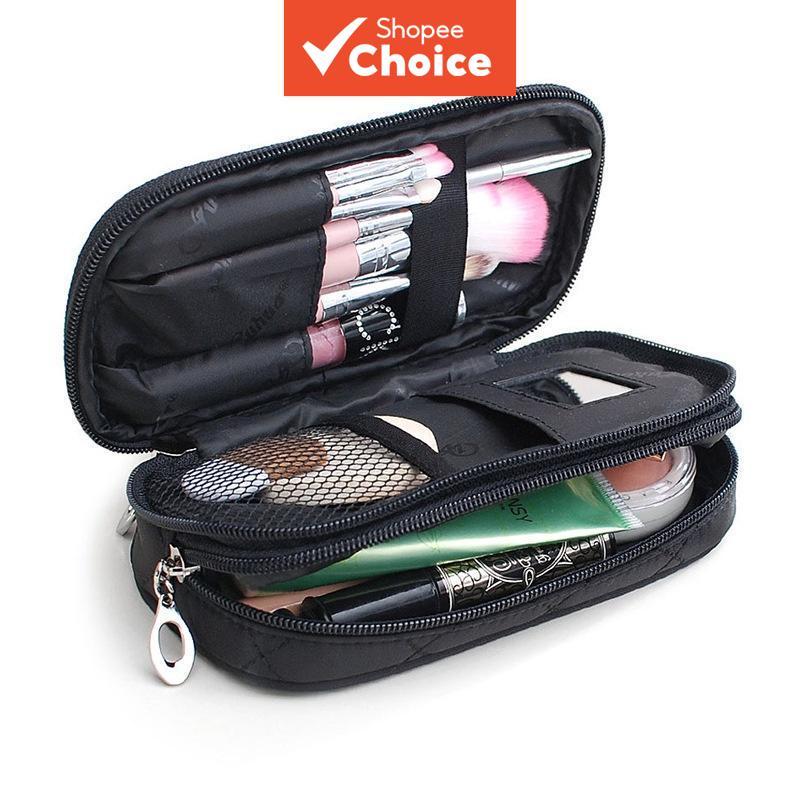 Bolsa de Cosméticos Portátil Feminina Impermeável para Viagem, Bolsa de Maquiagem de Dupla Camada, Estojo