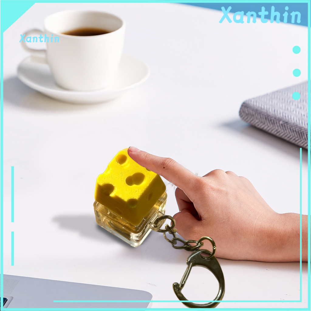 Fidget Keyboard Keychain Portable Cheese Stress Relief Anxiety Toy Mechanical Clicker for Kids Adults Travel