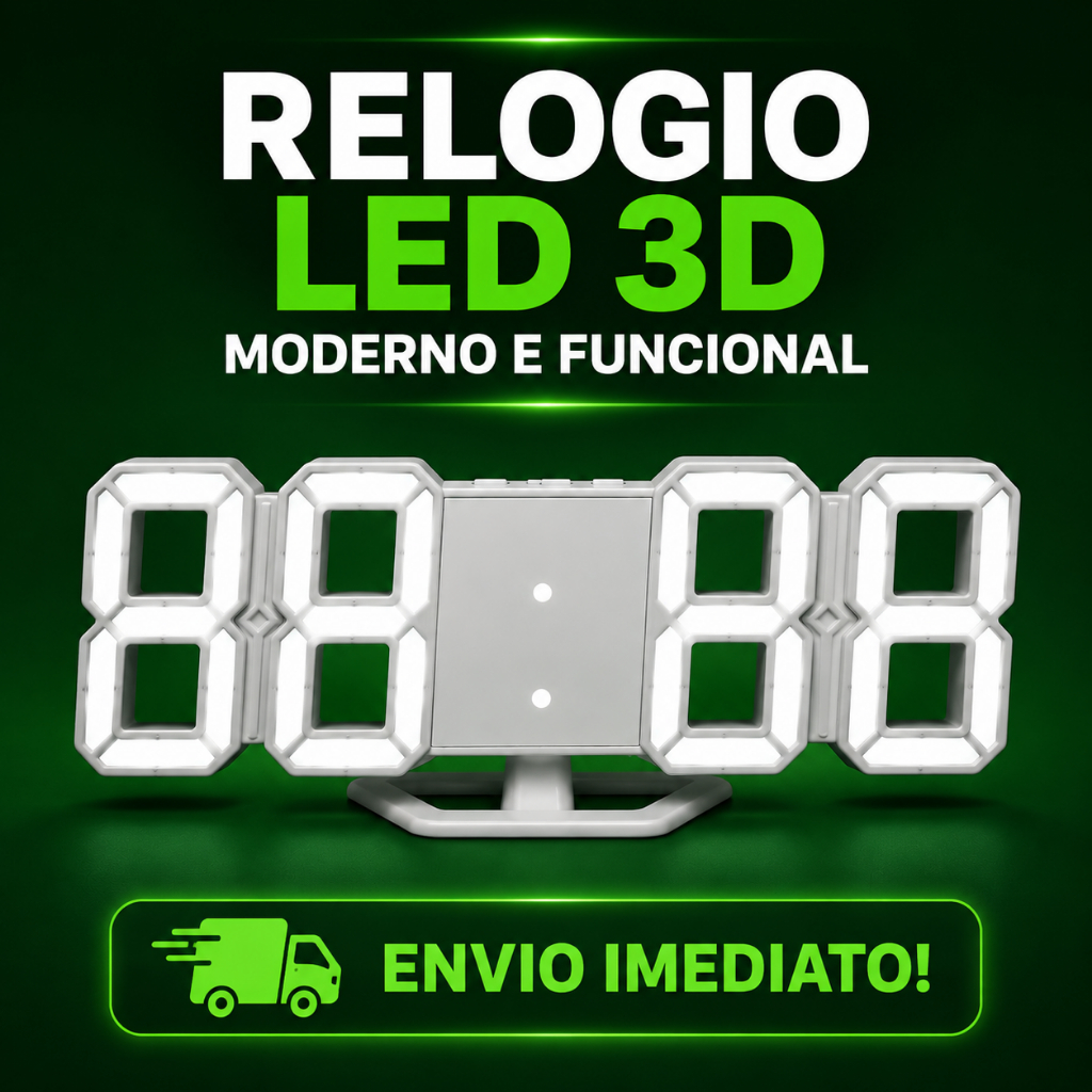 Relógio 3D Digital LED De Parede e Mesa Design Moderno Luz Noturna Decoração Despertador
