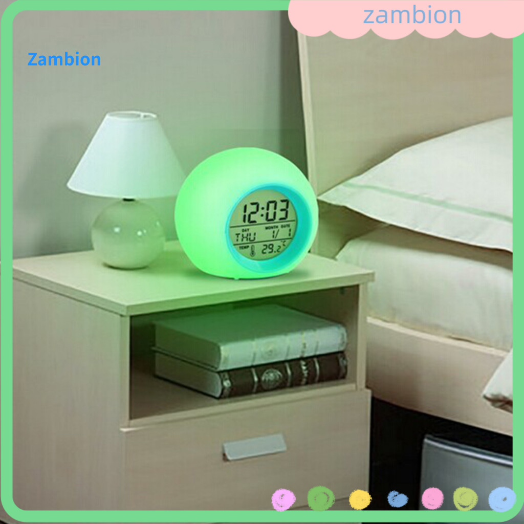 Table Clock Digital Alarm with Colorful Led Light Temperature Display Snooze Function Battery Operated Multifunctional f