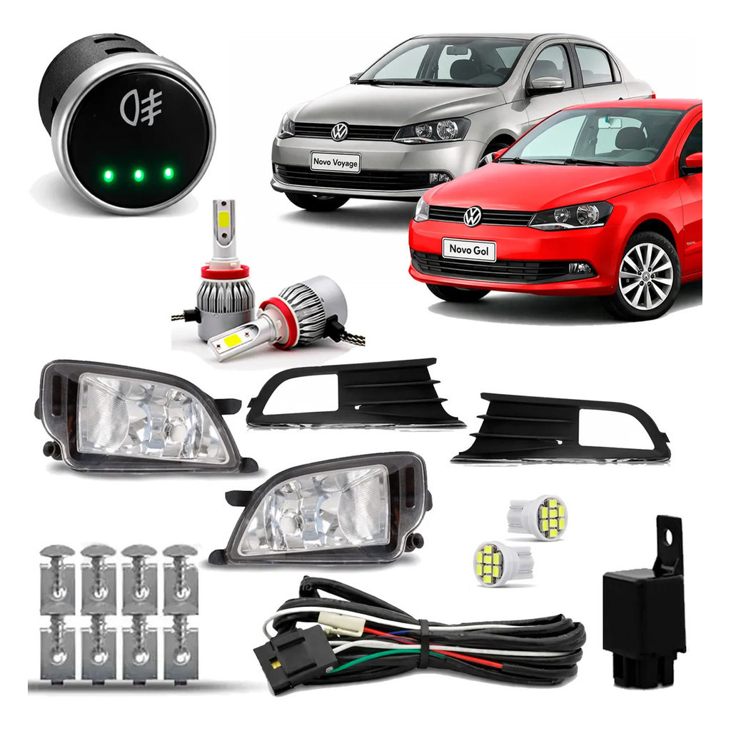Kit Farol Neblina Gol Voyage G6 Digital 13 14 15 16 Led