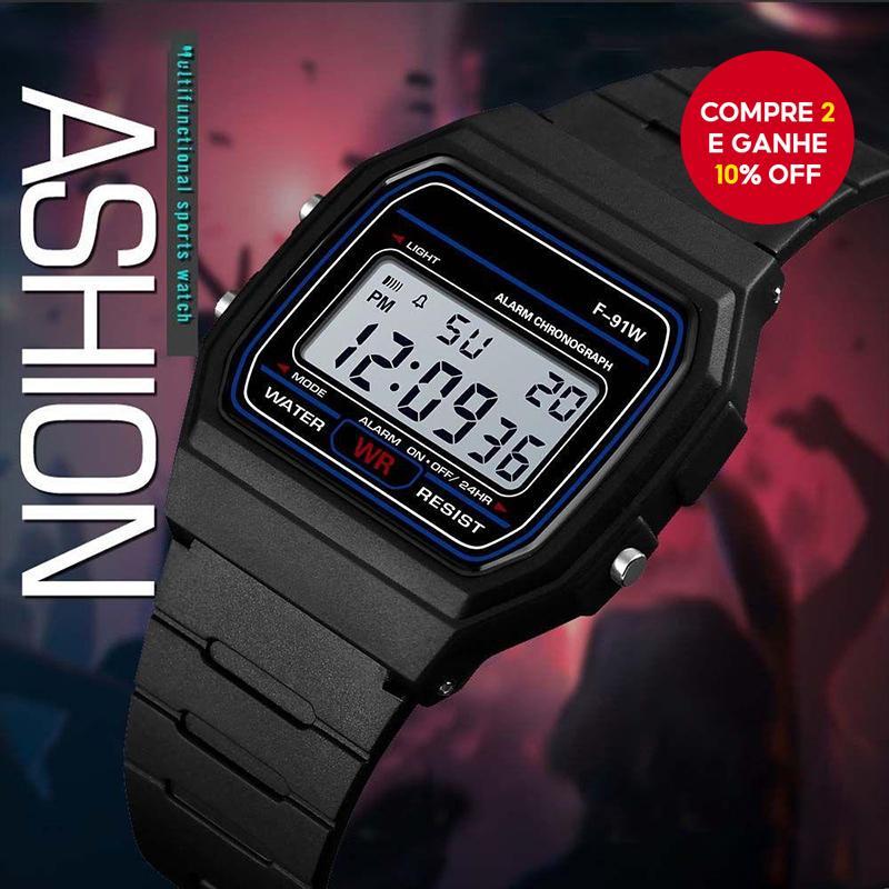 F91W Retro Digital Watch LED Night Light Relógio De Pulso Esportivo Unissex Para Homens , Mulheres , Estudantes