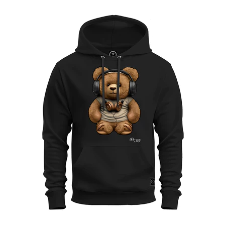 Moletom Canguru Estampado Urso De Fone Inverno