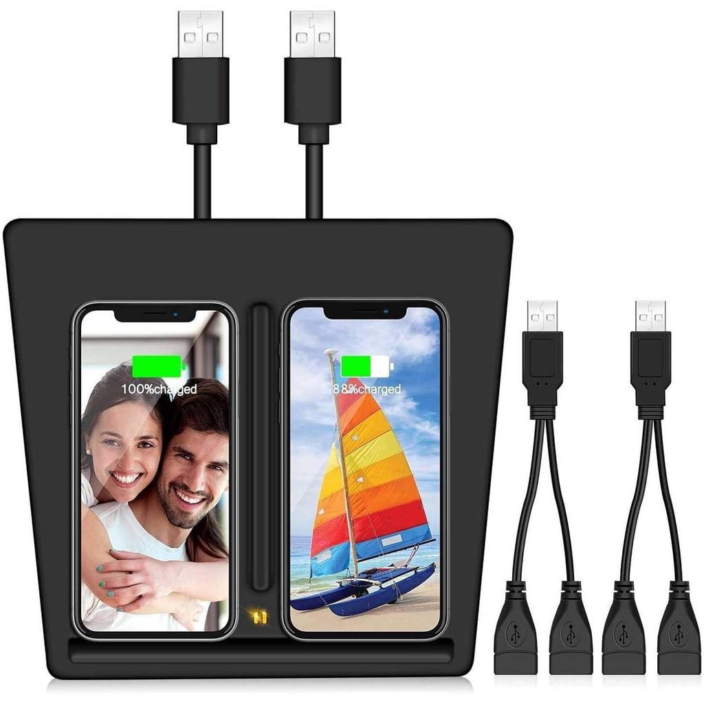 VXDAS Wireless Charger, Dual 10W QI Wireless Phone Charging Pad M3 Car Center Console for Tesla Model 3 Accessories Pane